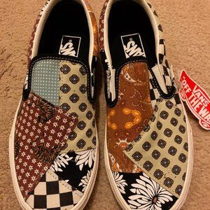 NWT Patchwork Slip-On Vans